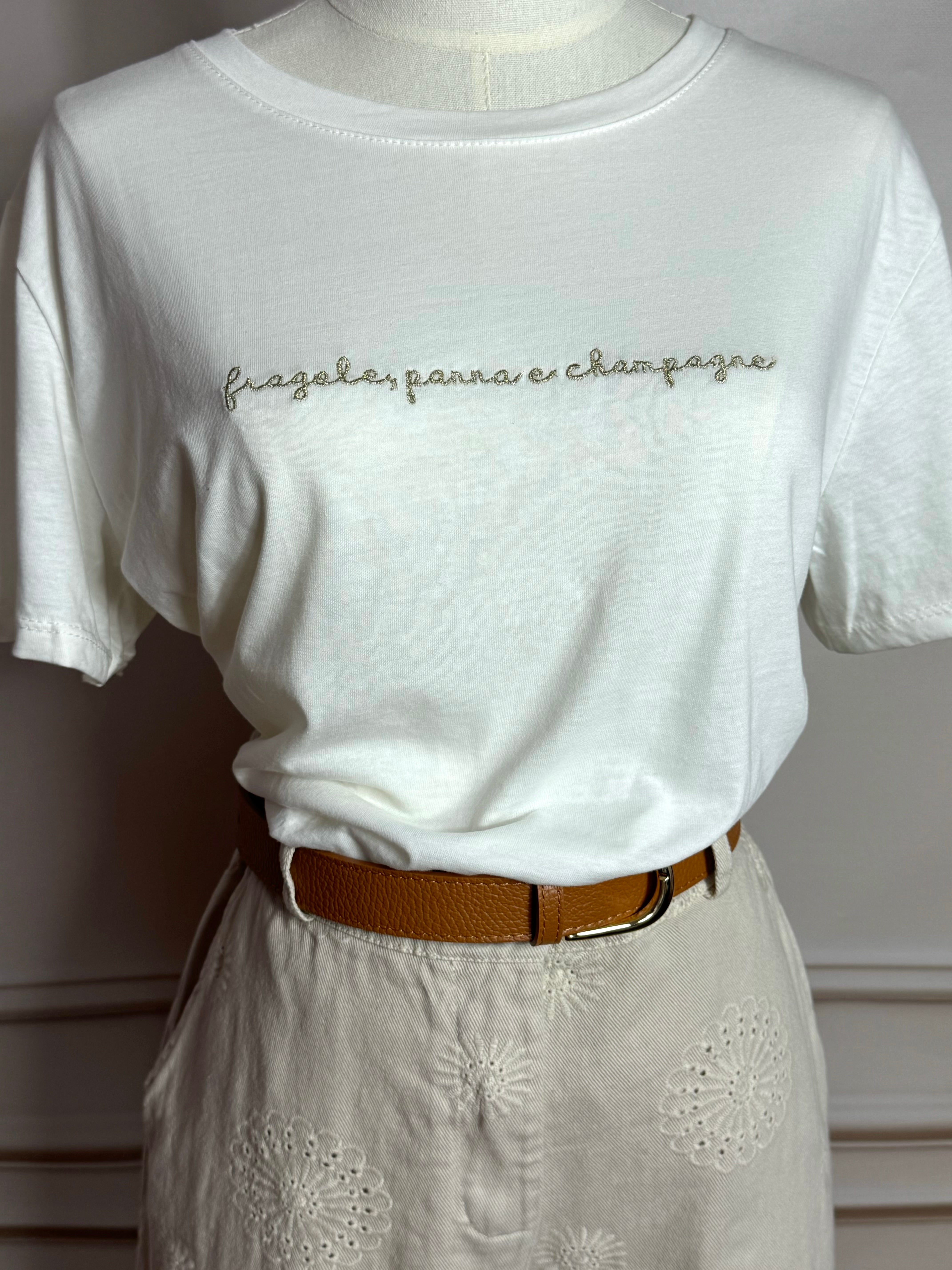 T shirt Fragole Panna e Champagne